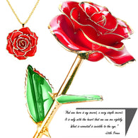 24K Gold Dipped Real Rose Luxury Christmas Set With Love Letter and Necklace