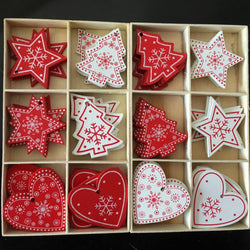 10pcs/set Christmas Tree Ornament Wooden Hanging Decorations